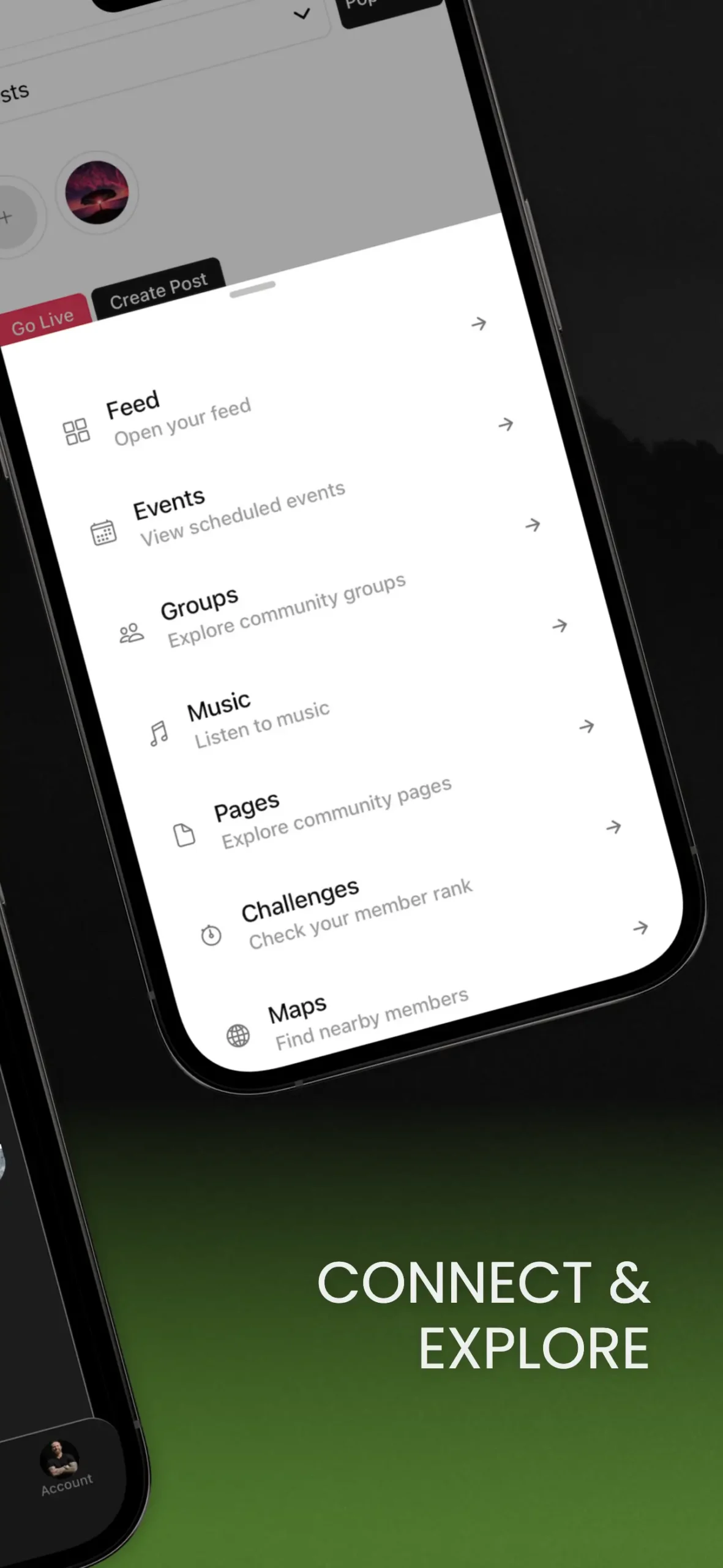 Unlock Your Ultimate Potential - Hero's Journey Community App Mobile app showcasing the Hero’s Journey platform with a live post from Ray Cash Care, emphasizing mastering life’s battlefields and personal growth.