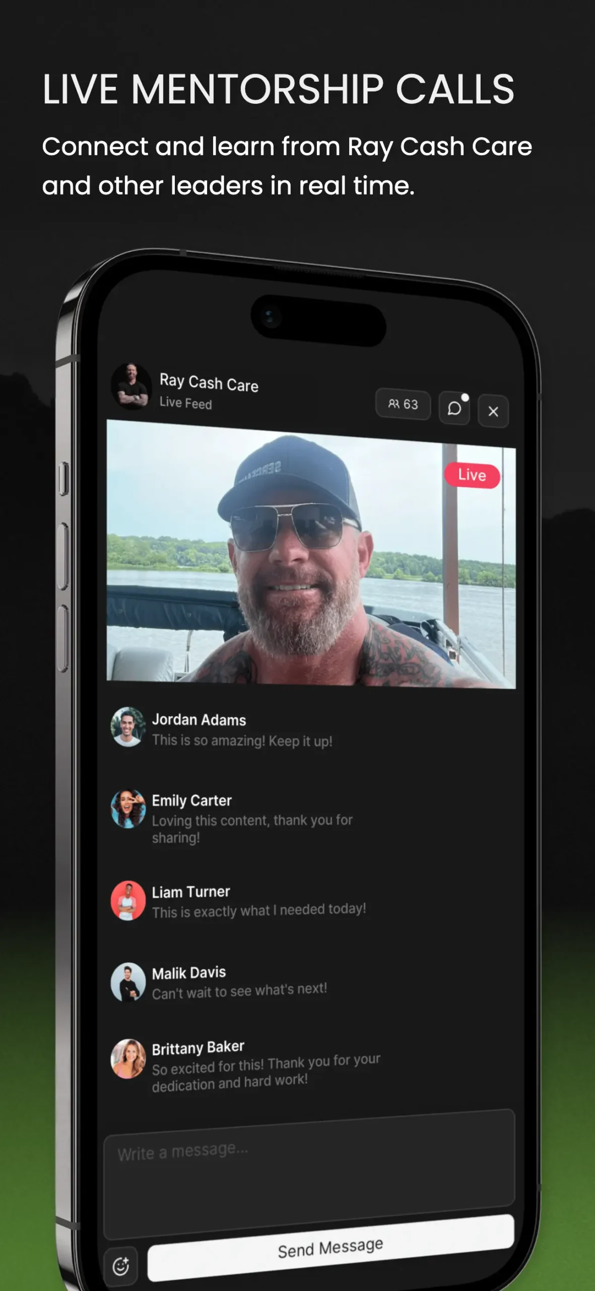 Live Mentorship Calls - Real-Time Learning with Ray Cash Care
Mobile screen displaying a live mentorship call with Ray Cash Care, where participants engage in real-time coaching and feedback.